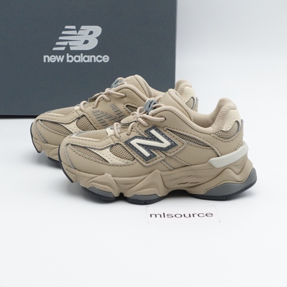 New Balance 9060 Kids Sneakers in Tan and Gray - Picture 1 of 7